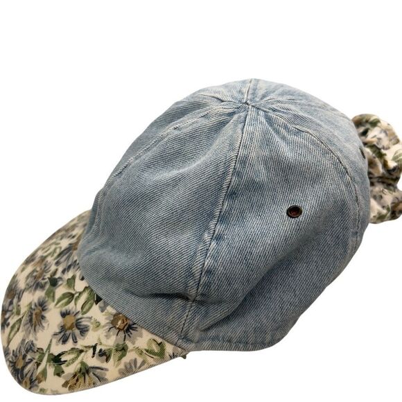 90s scrunchie hat! Floral denim hat scrunchie is attached - Picture 8 of 16